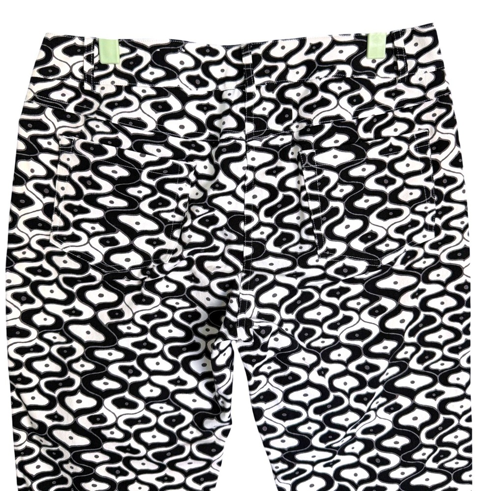 J. McLaughlin Womens Size 8 Pant Black White Geometric Mod Print Ankle Slim Leg